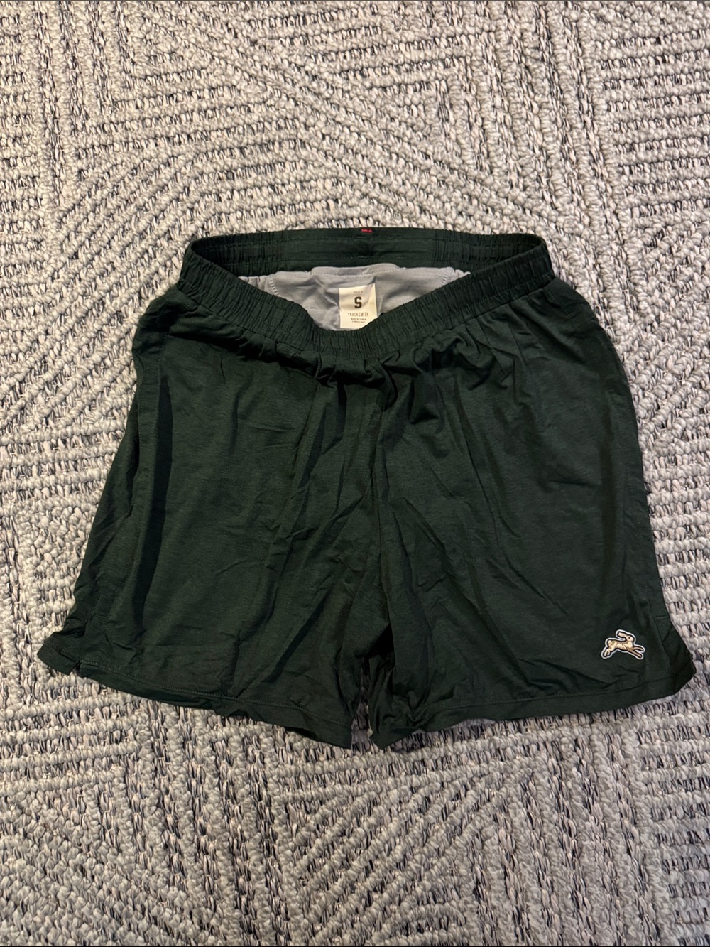 Mens Small Tracksmith Session Shorts—forest green